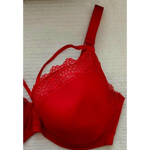 Adore Me Bra 40H Deep Red Cage Straps Lined Underwire Lace Trim EUC Style LP1761 - Picture 4 of 10